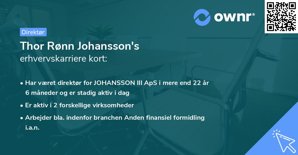 Thor Rønn Johansson's erhvervskarriere kort