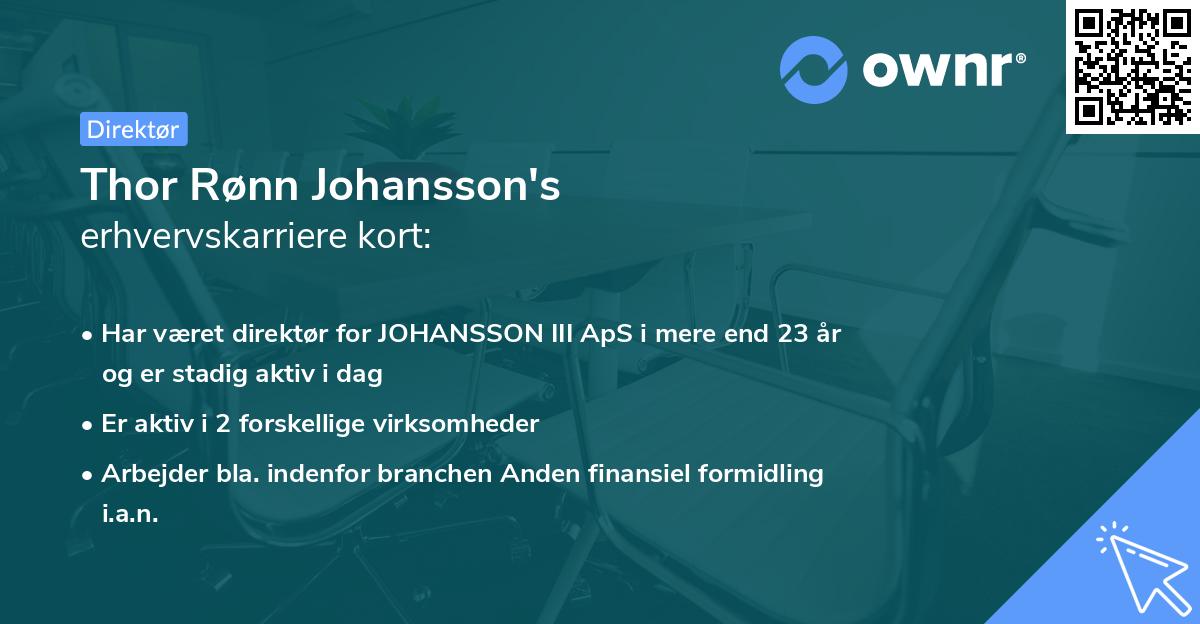 Thor Rønn Johansson's erhvervskarriere kort