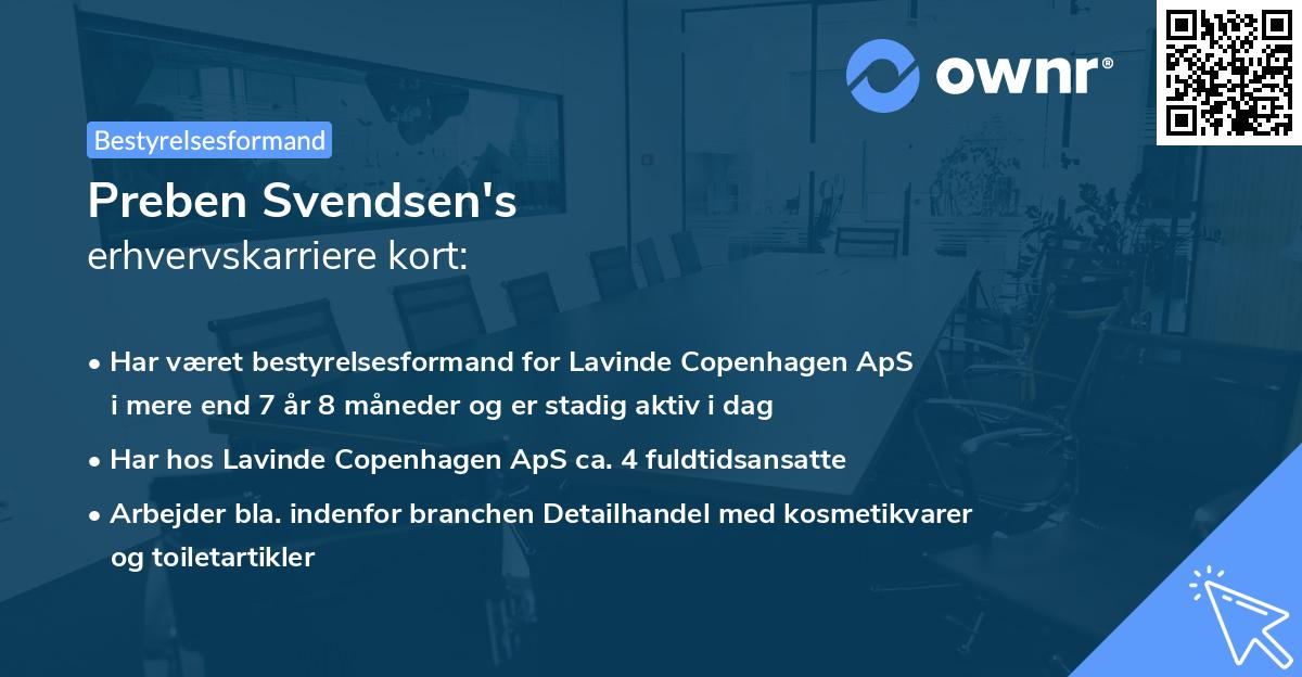 Preben Svendsen's erhvervskarriere kort