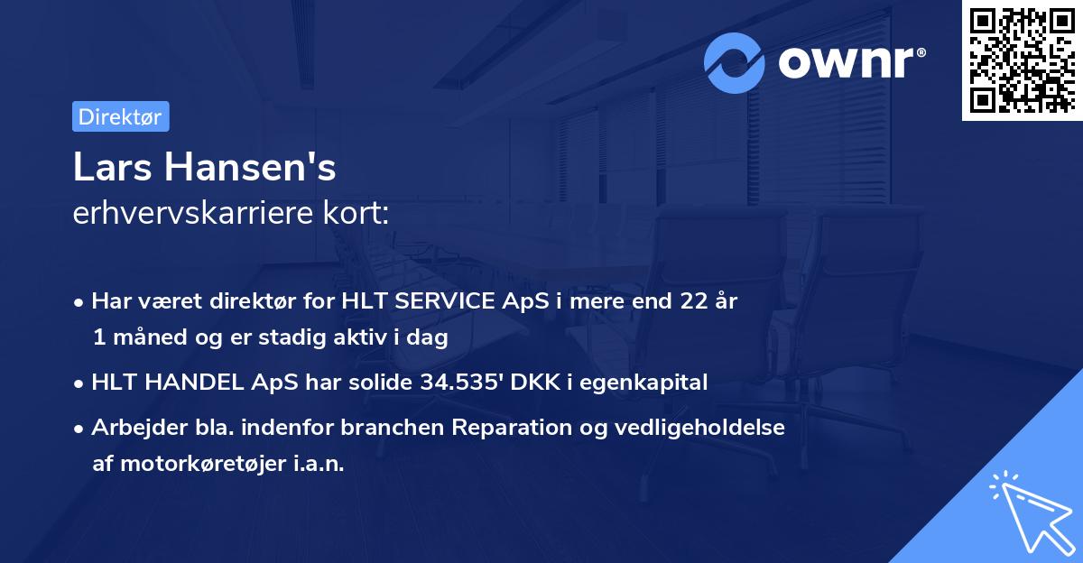 Lars Hansen's erhvervskarriere kort