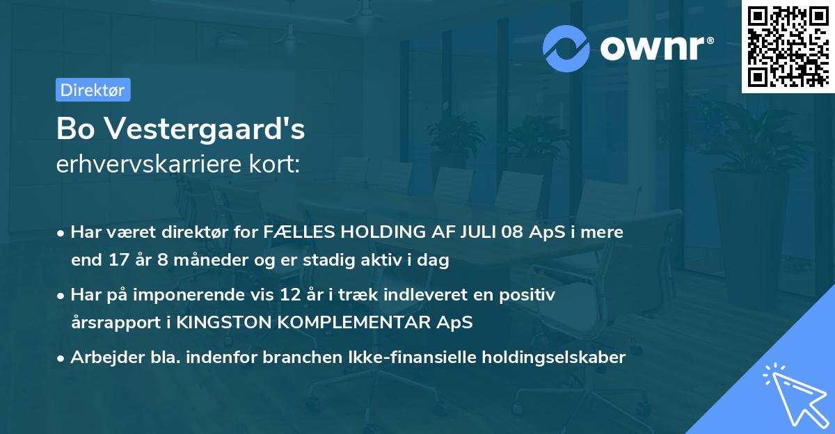 Bo Vestergaard's erhvervskarriere kort