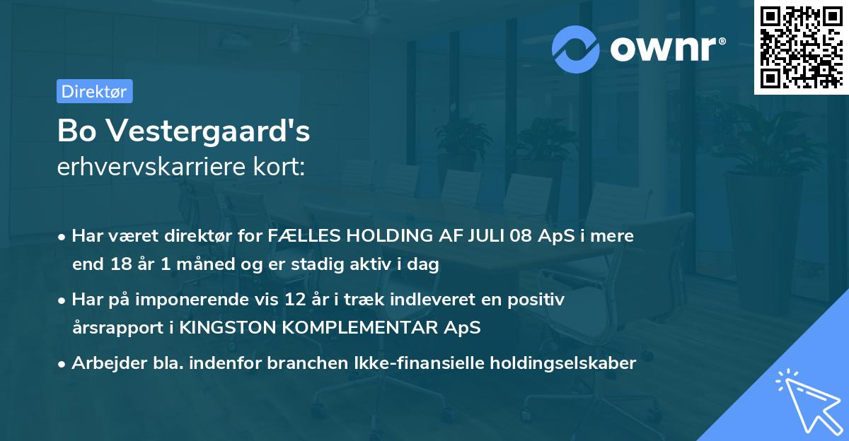 Bo Vestergaard's erhvervskarriere kort