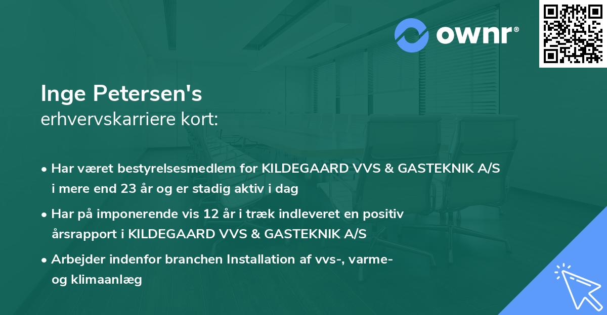 Inge Petersen's erhvervskarriere kort