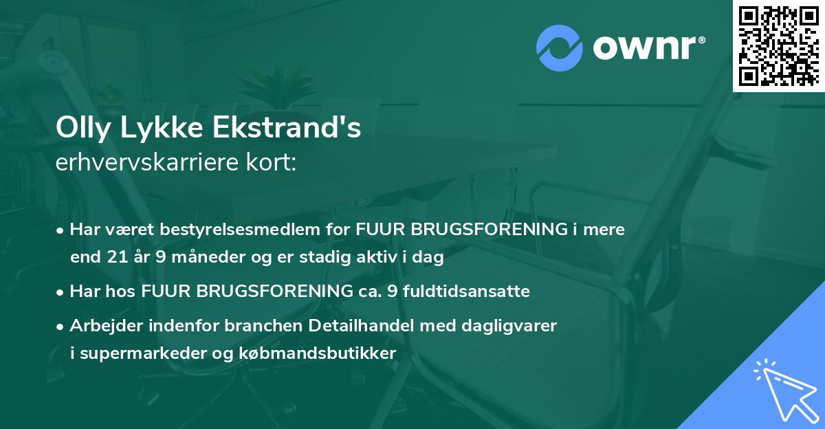 Olly Lykke Ekstrand's erhvervskarriere kort