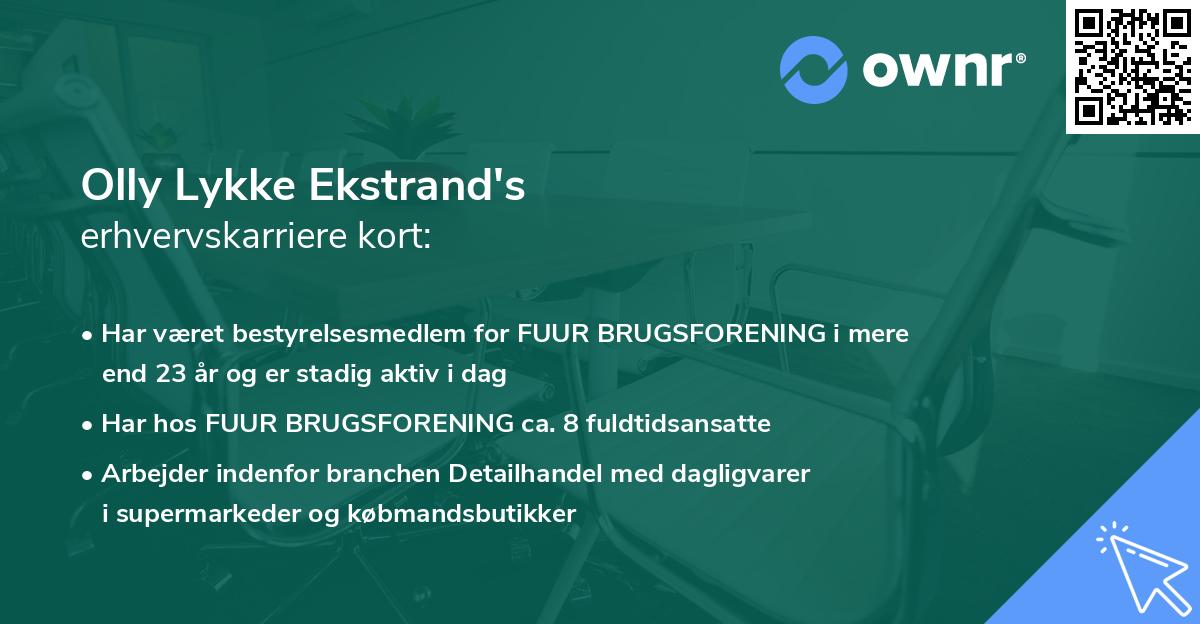 Olly Lykke Ekstrand's erhvervskarriere kort