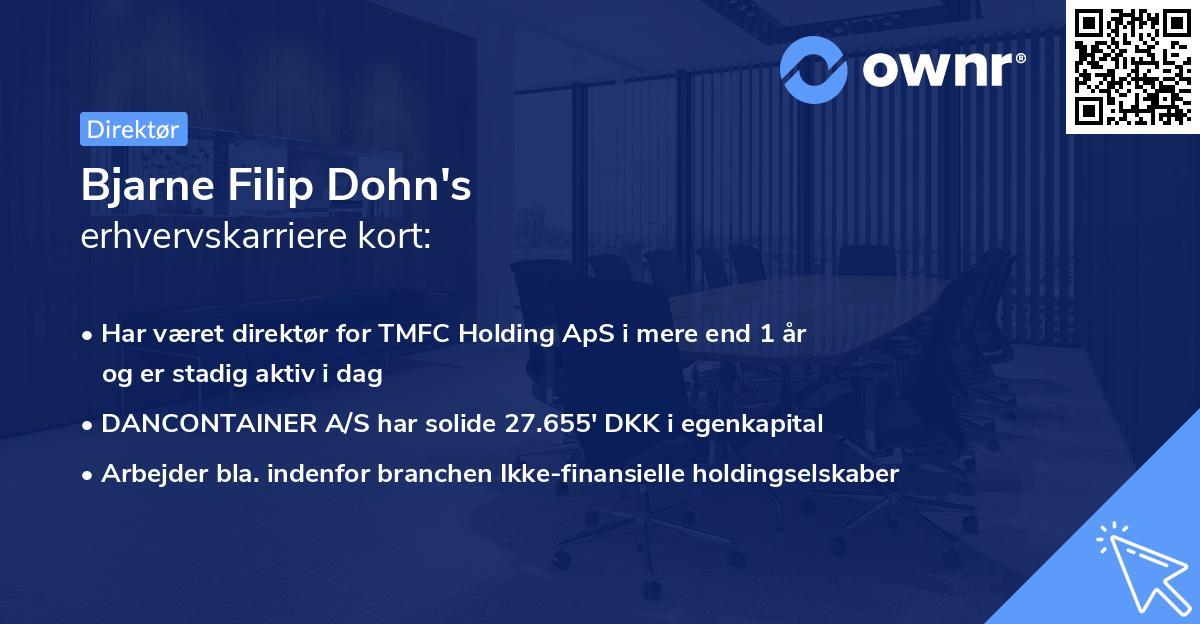 Bjarne Filip Dohn's erhvervskarriere kort