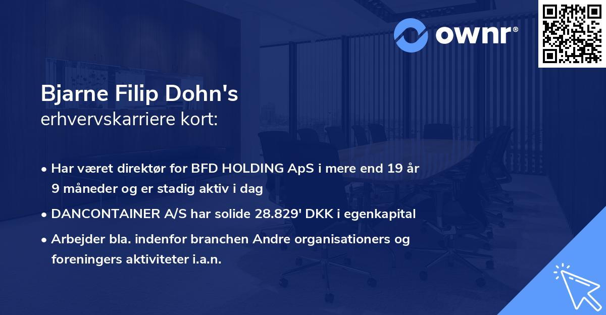 Bjarne Filip Dohn's erhvervskarriere kort