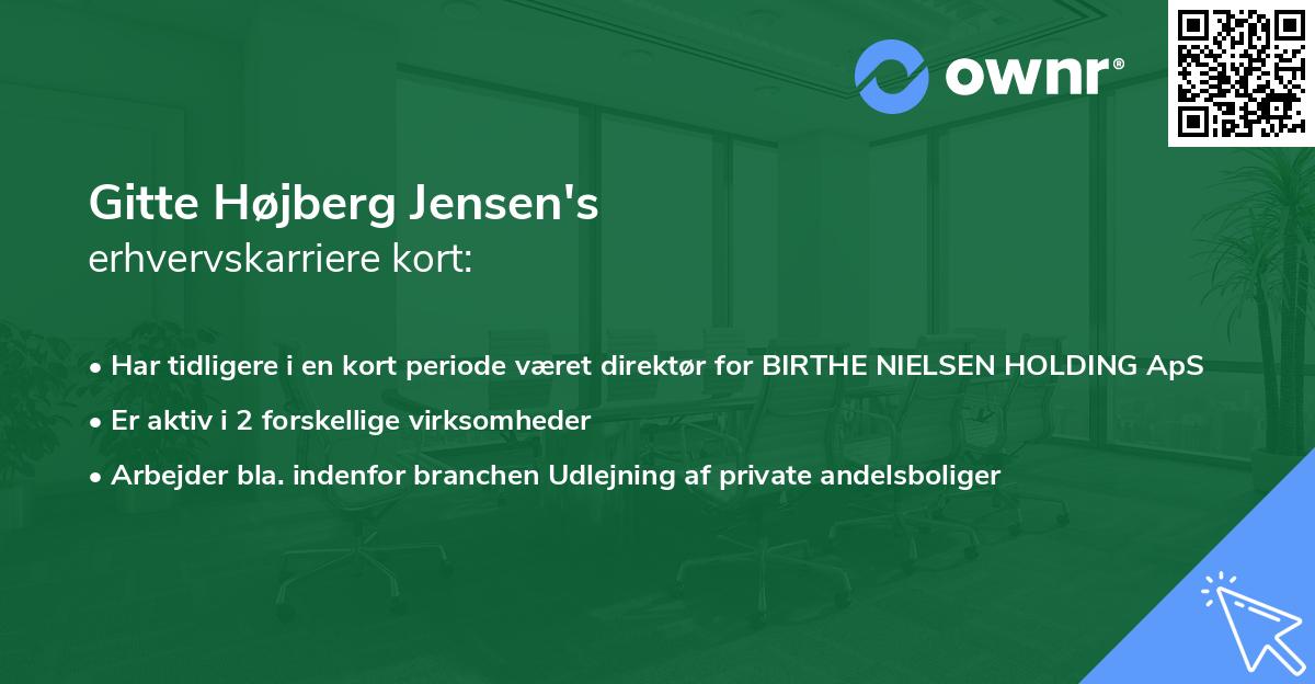 Gitte Højberg Jensen's erhvervskarriere kort