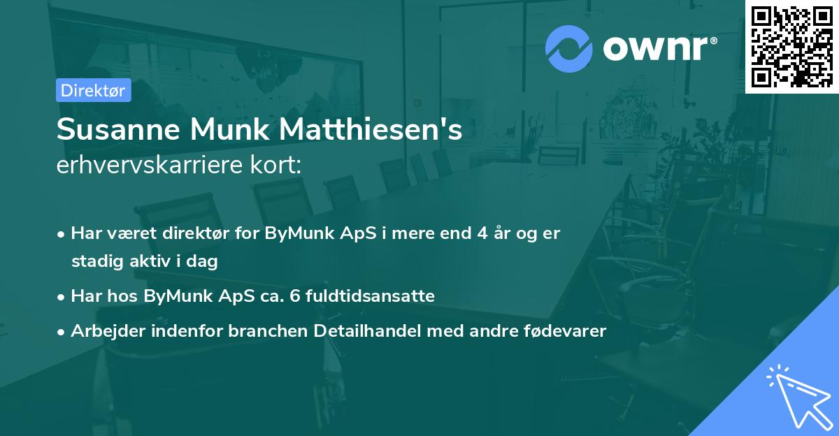 Susanne Munk Matthiesen's erhvervskarriere kort