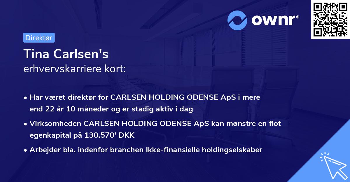 Tina Carlsen's erhvervskarriere kort