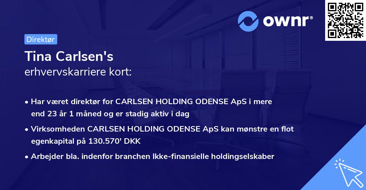 Tina Carlsen's erhvervskarriere kort