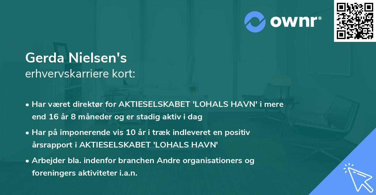 Gerda Nielsen's erhvervskarriere kort