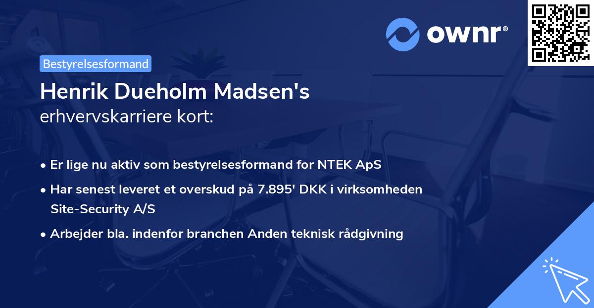 Henrik Dueholm Madsen's erhvervskarriere kort