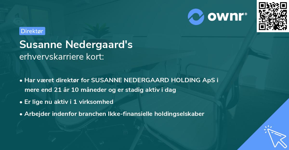 Susanne Nedergaard's erhvervskarriere kort