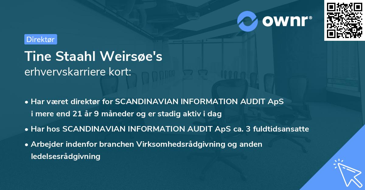 Tine Staahl Weirsøe's erhvervskarriere kort