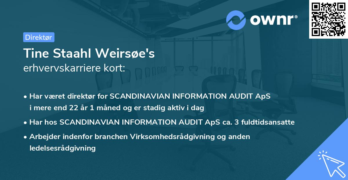 Tine Staahl Weirsøe's erhvervskarriere kort