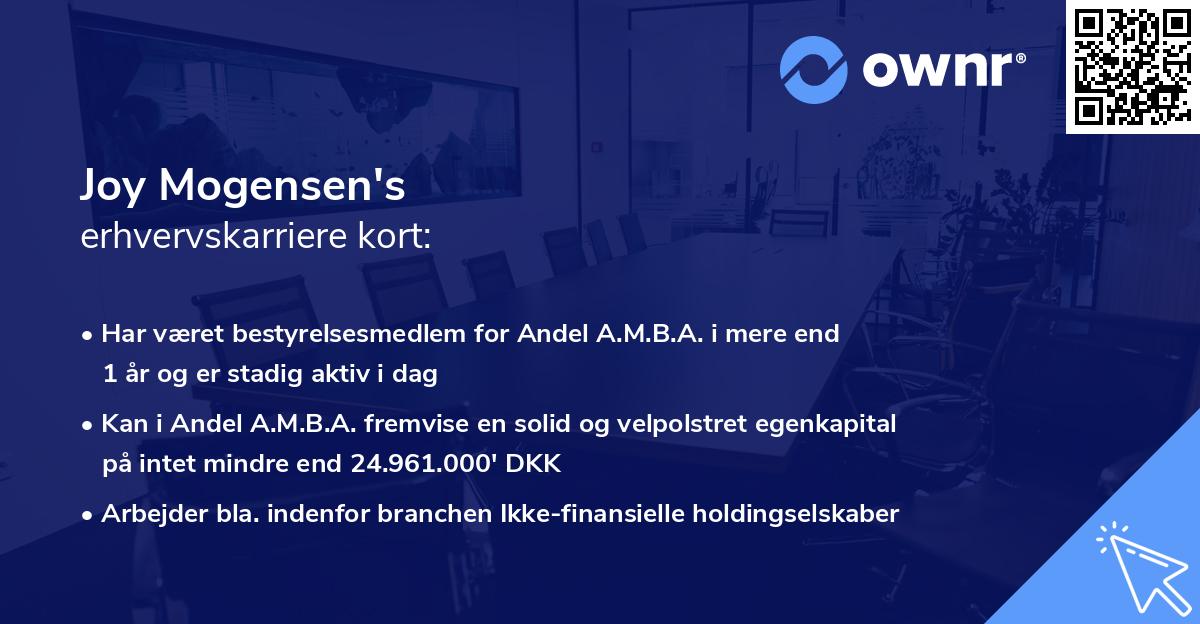 Joy Mogensen's erhvervskarriere kort