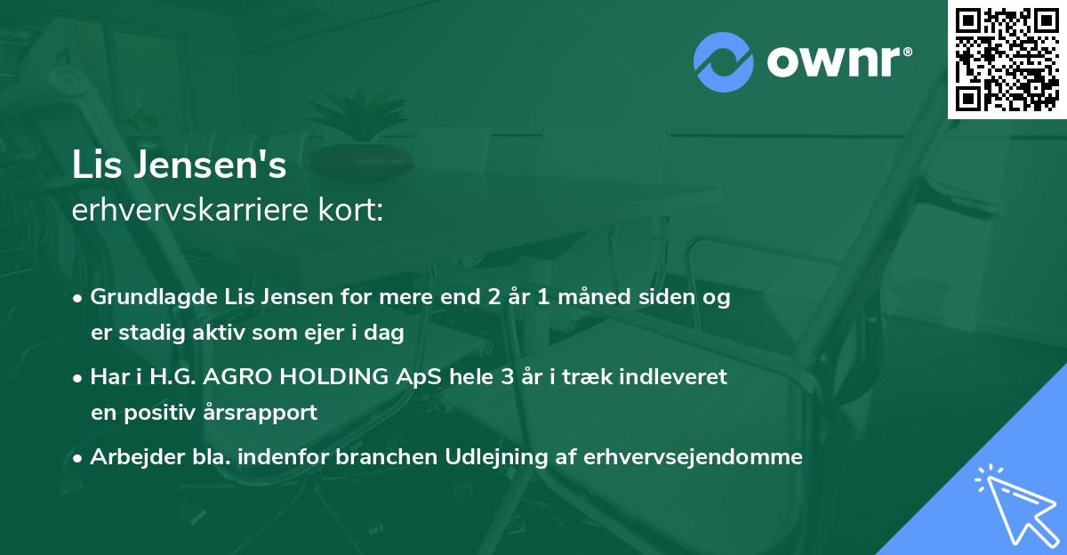Lis Jensen's erhvervskarriere kort