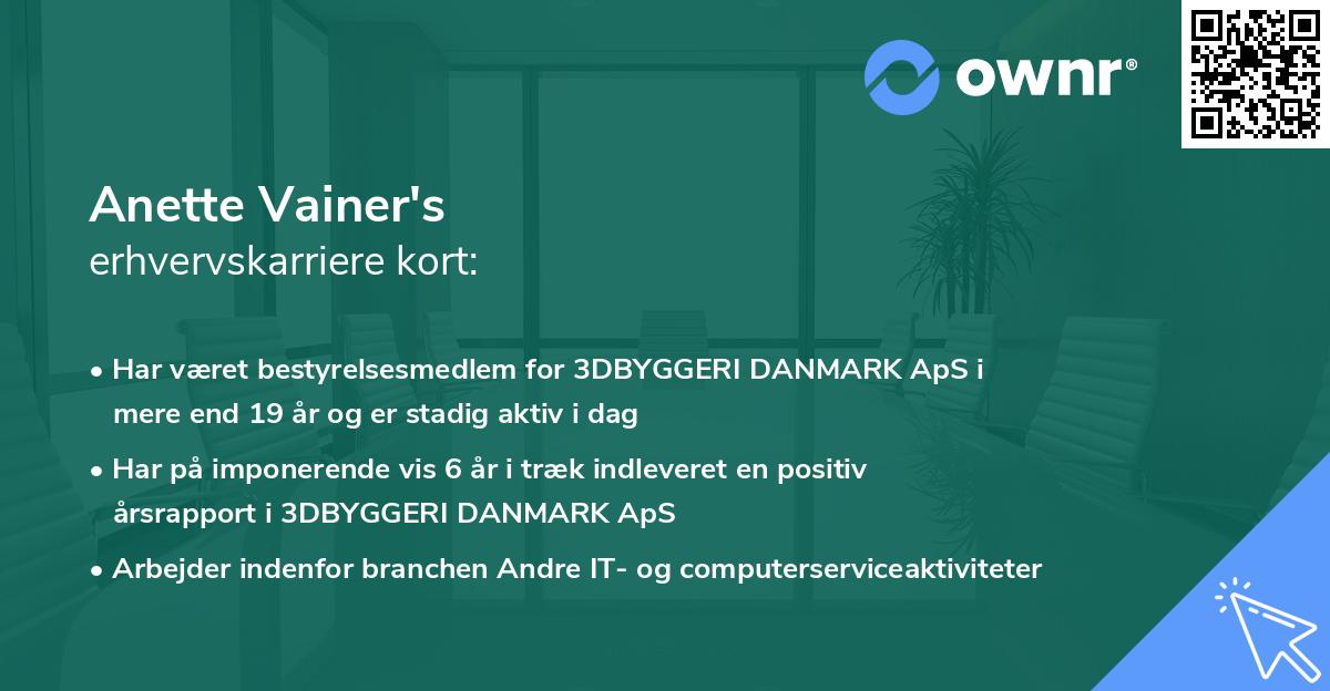 Anette Vainer's erhvervskarriere kort