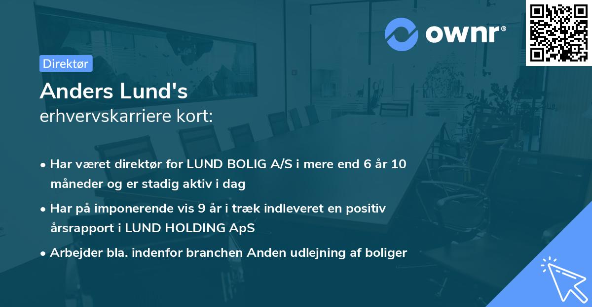 Anders Lund's erhvervskarriere kort