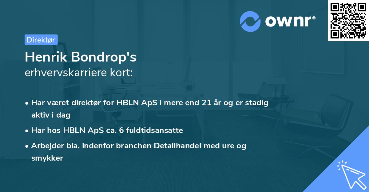 Henrik Bondrop's erhvervskarriere kort