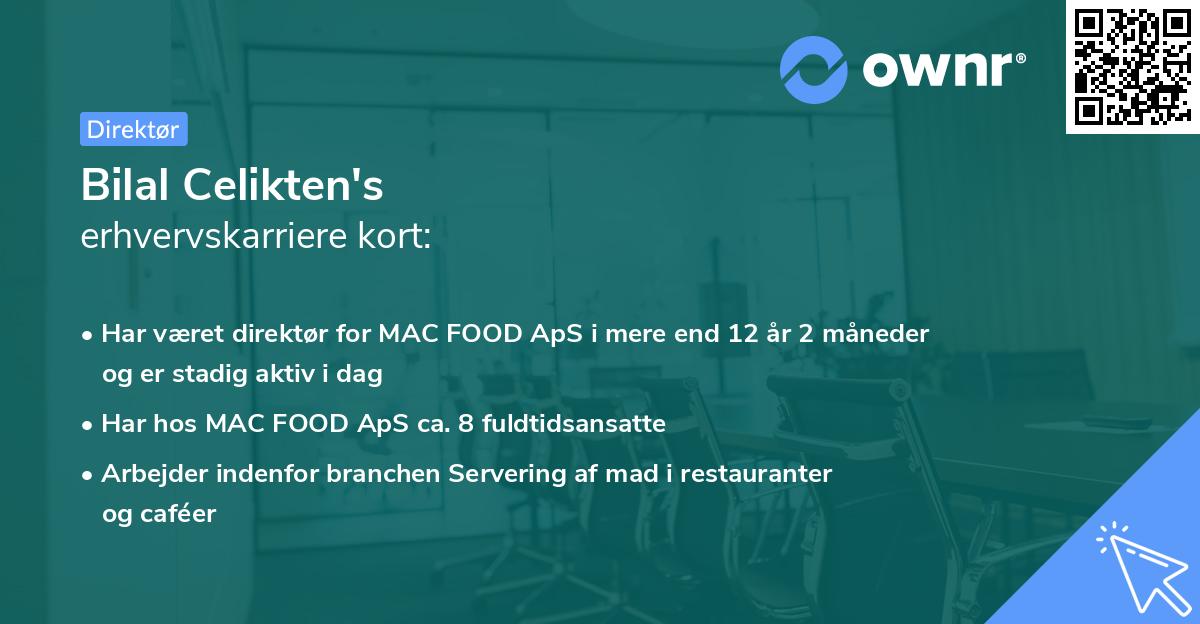 Bilal Celikten's erhvervskarriere kort