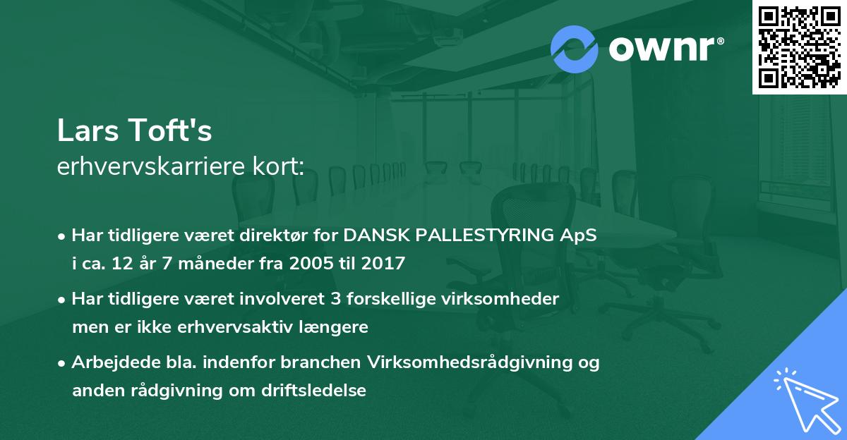 Lars Toft's erhvervskarriere kort