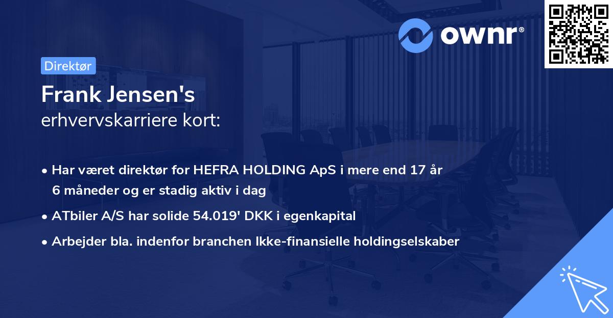 Frank Jensen's erhvervskarriere kort