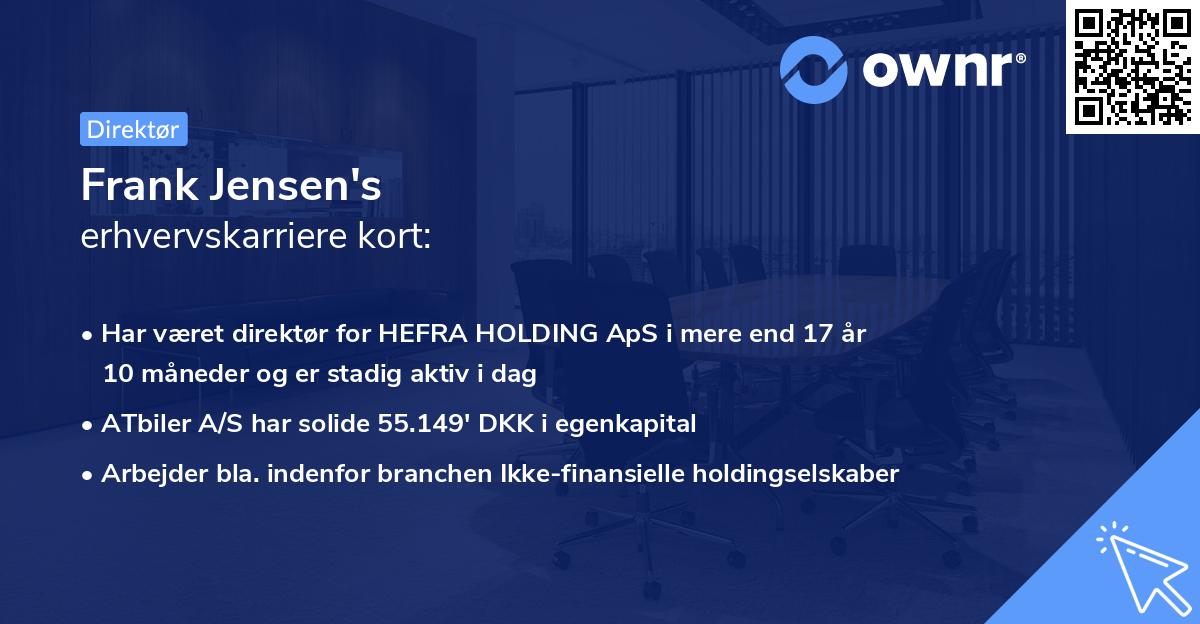 Frank Jensen's erhvervskarriere kort
