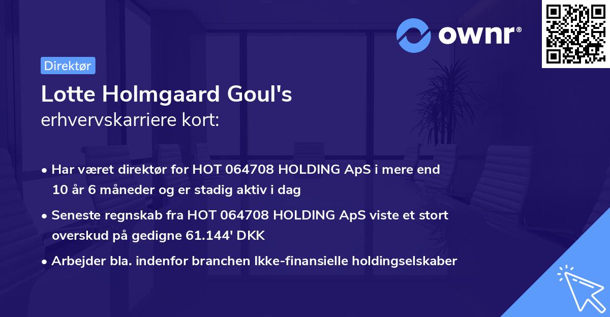 Lotte Holmgaard Goul's erhvervskarriere kort