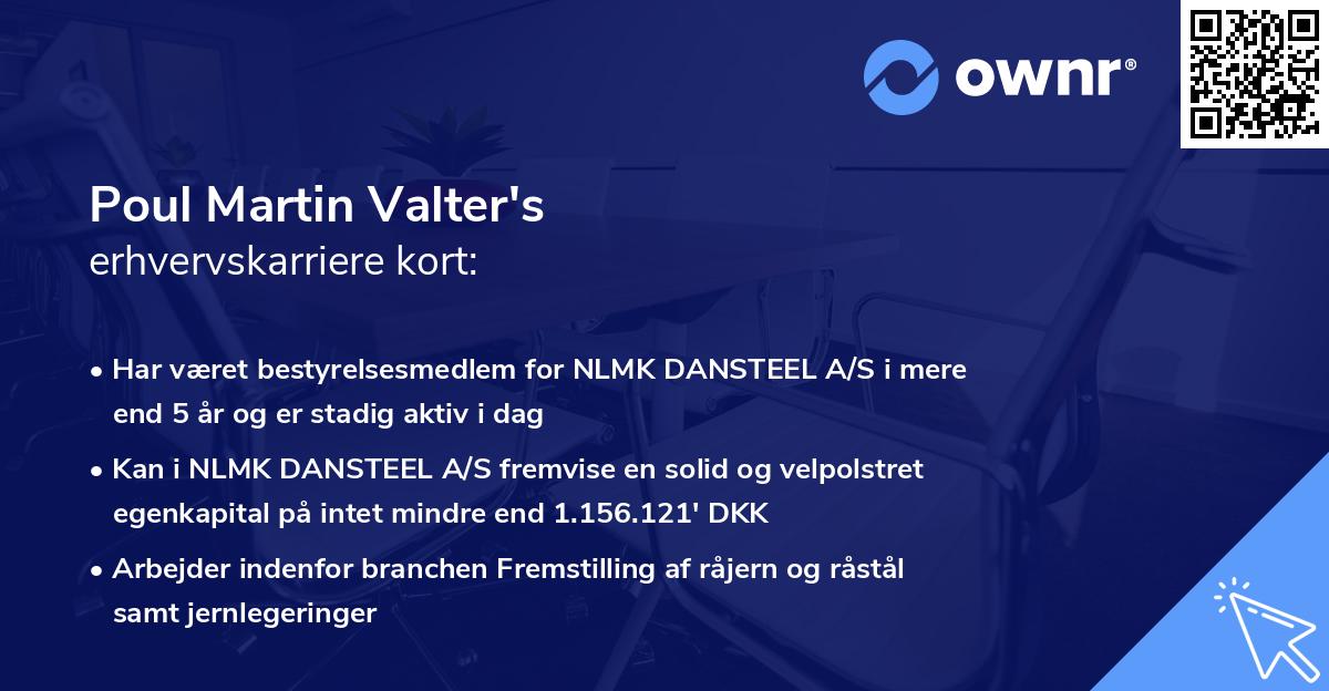 Poul Martin Valter's erhvervskarriere kort