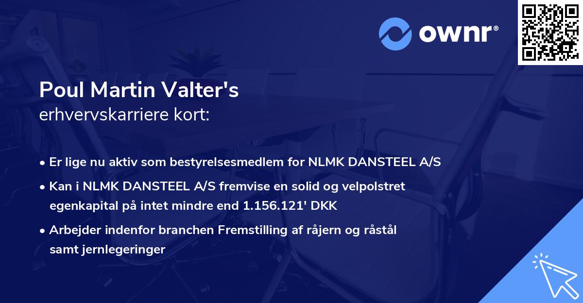 Poul Martin Valter's erhvervskarriere kort