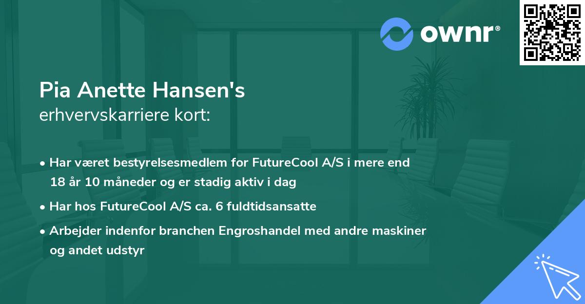 Pia Anette Hansen's erhvervskarriere kort