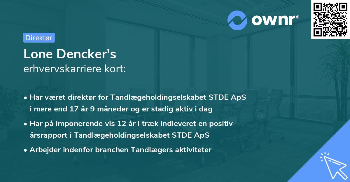 Lone Dencker's erhvervskarriere kort