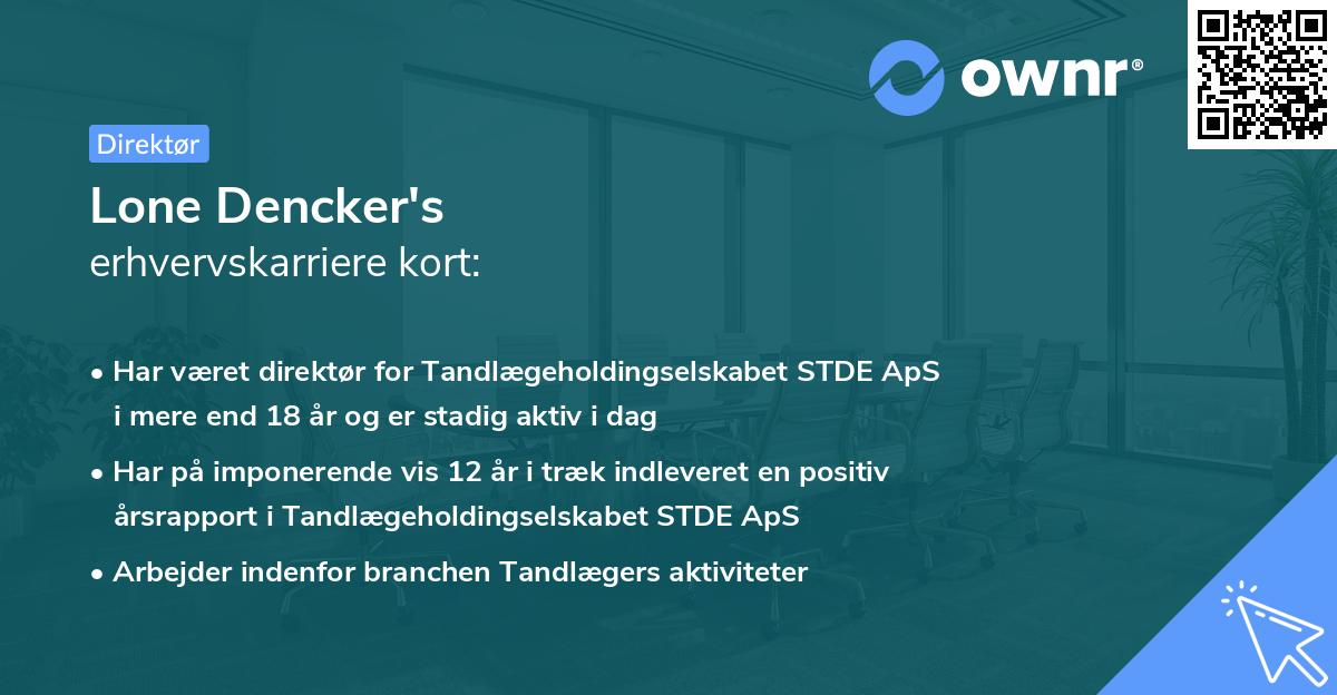 Lone Dencker's erhvervskarriere kort