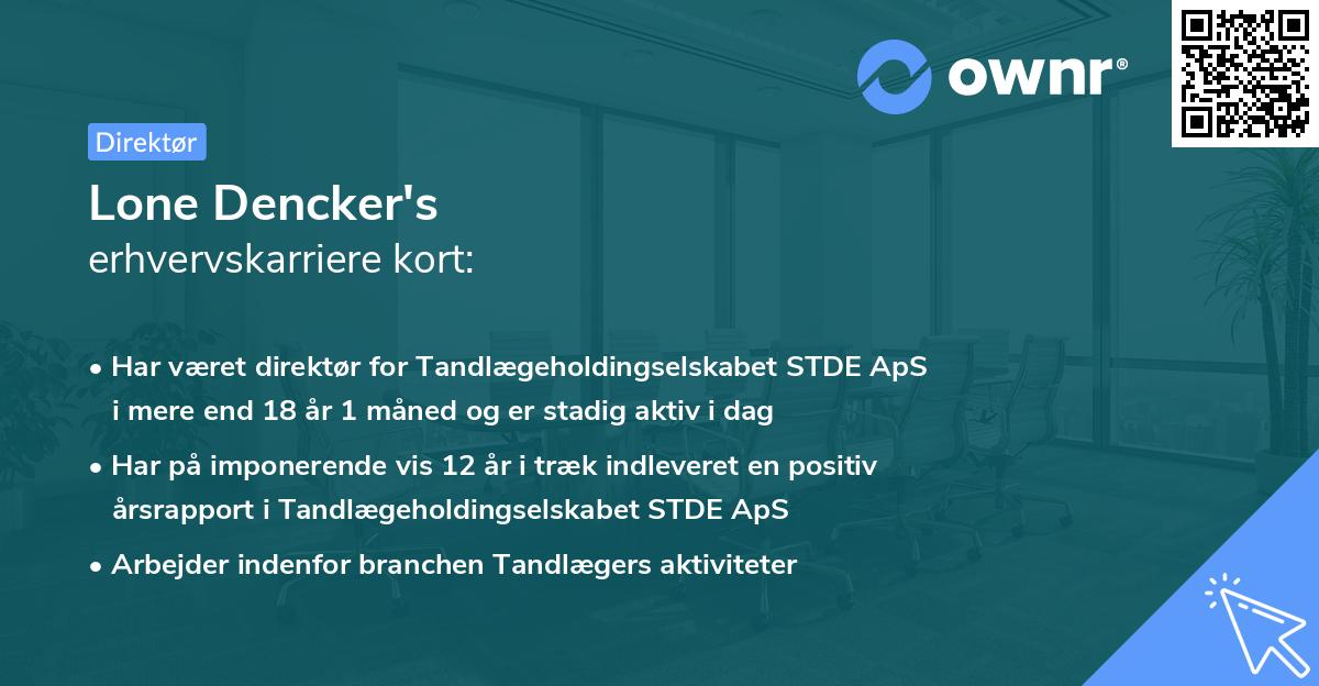 Lone Dencker's erhvervskarriere kort