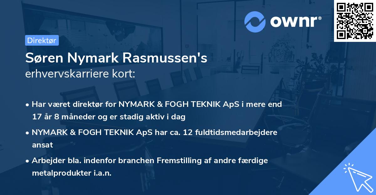 Søren Nymark Rasmussen's erhvervskarriere kort