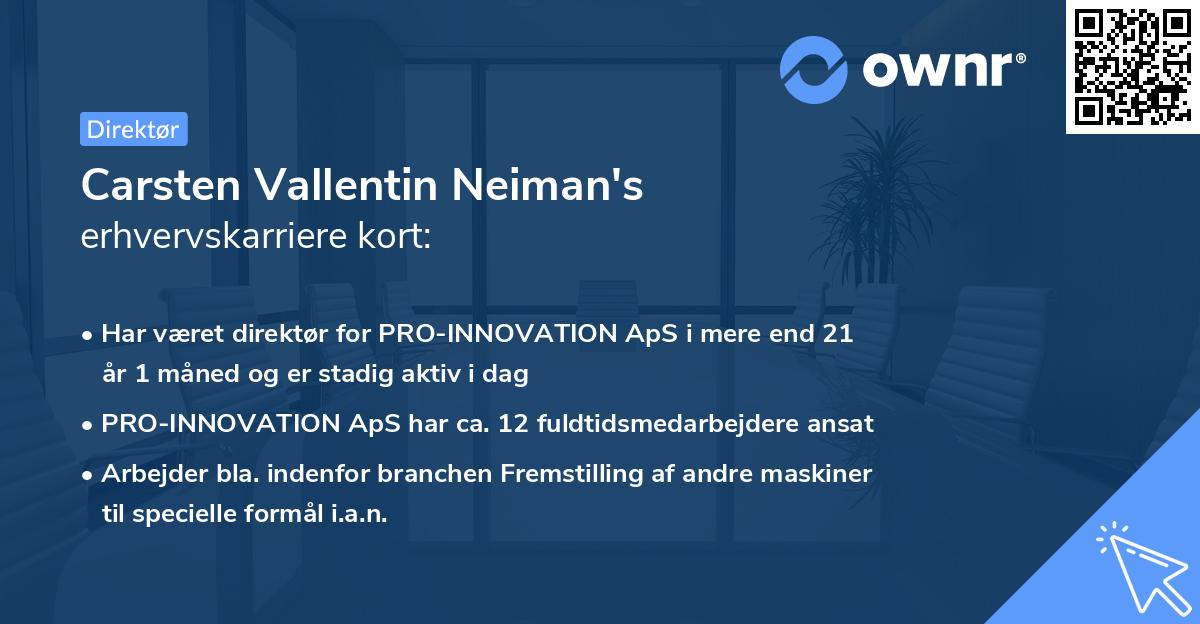 Carsten Vallentin Neiman's erhvervskarriere kort