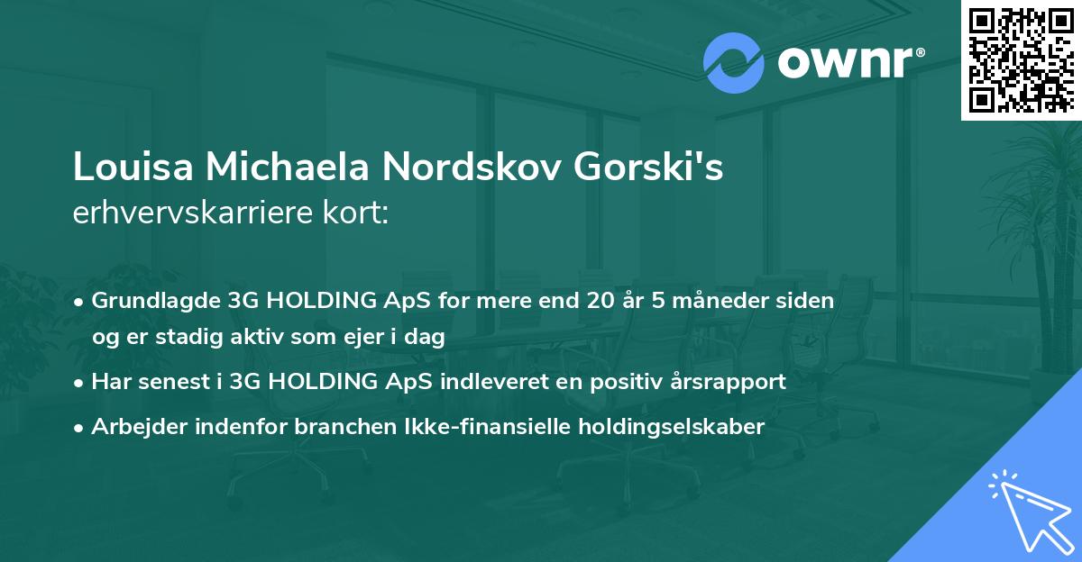 Louisa Michaela Nordskov Gorski's erhvervskarriere kort