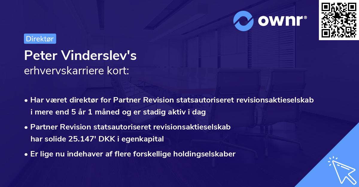 Peter Vinderslev's erhvervskarriere kort