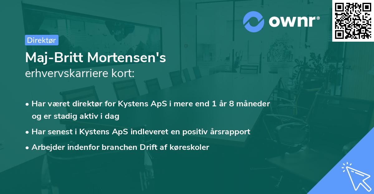 Maj-Britt Mortensen's erhvervskarriere kort