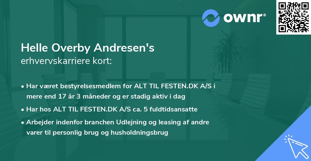 Helle Overby Andresen's erhvervskarriere kort