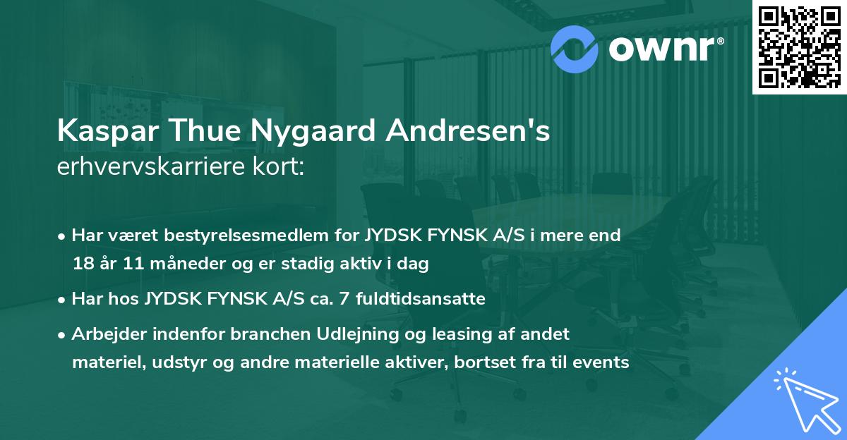 Kaspar Thue Nygaard Andresen's erhvervskarriere kort