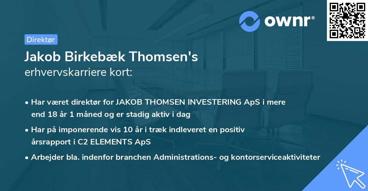 Jakob Birkebæk Thomsen's erhvervskarriere kort