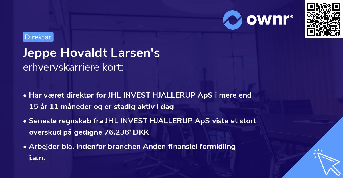 Jeppe Hovaldt Larsen's erhvervskarriere kort