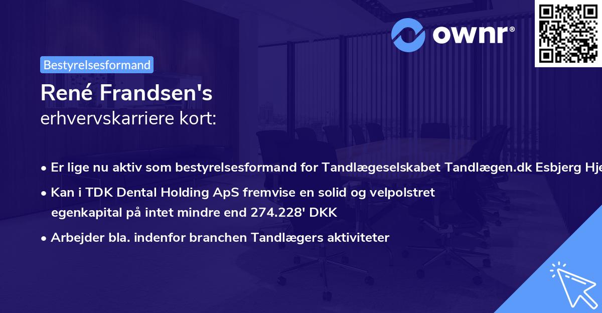 René Frandsen's erhvervskarriere kort