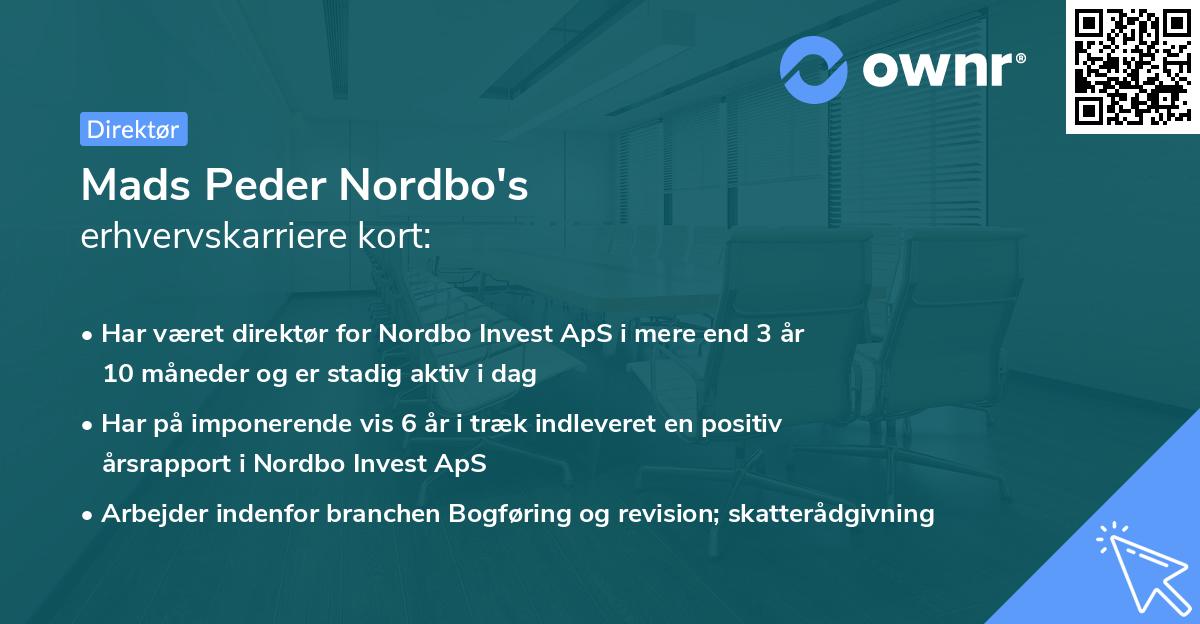 Mads Peder Nordbo's erhvervskarriere kort