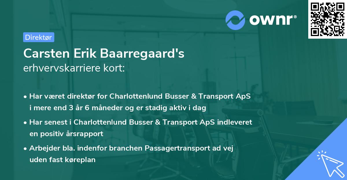 Carsten Erik Baarregaard's erhvervskarriere kort