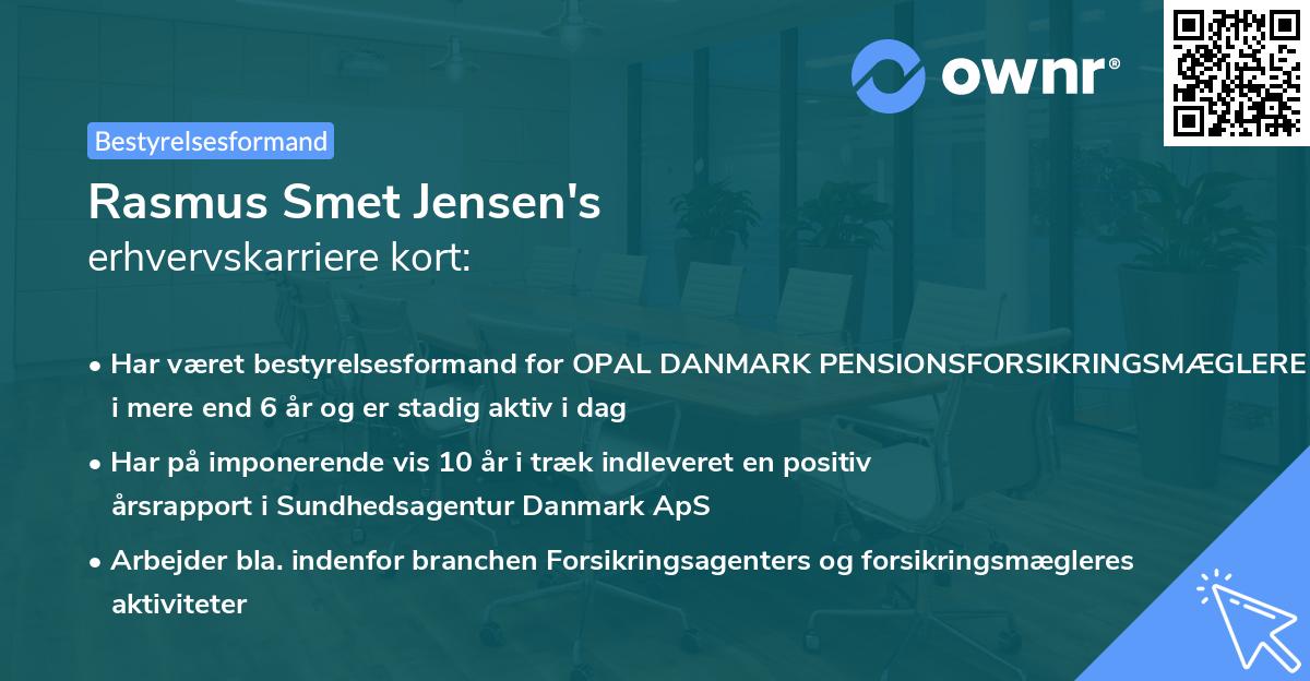 Rasmus Smet Jensen's erhvervskarriere kort