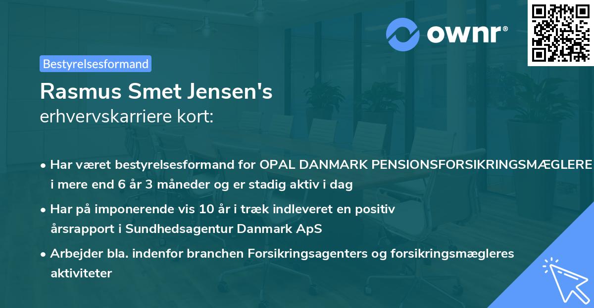 Rasmus Smet Jensen's erhvervskarriere kort